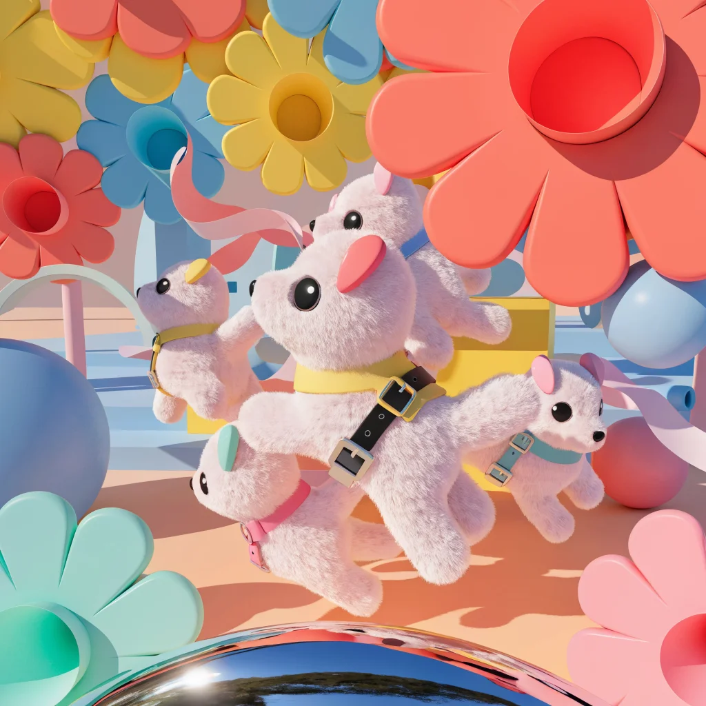 Sunlit Puppy Parade
